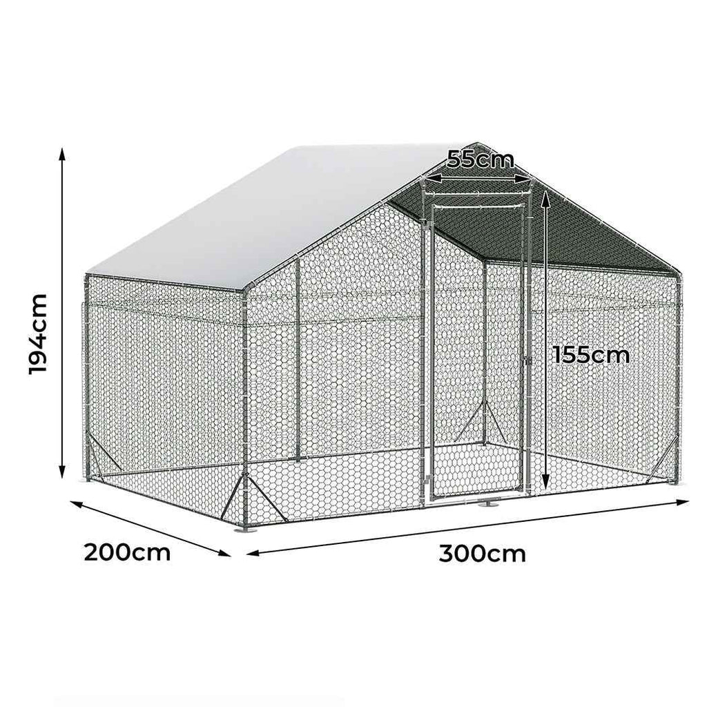 Pawz 200x300x194cm Large Metal Walk-in Chicken Coop Cage