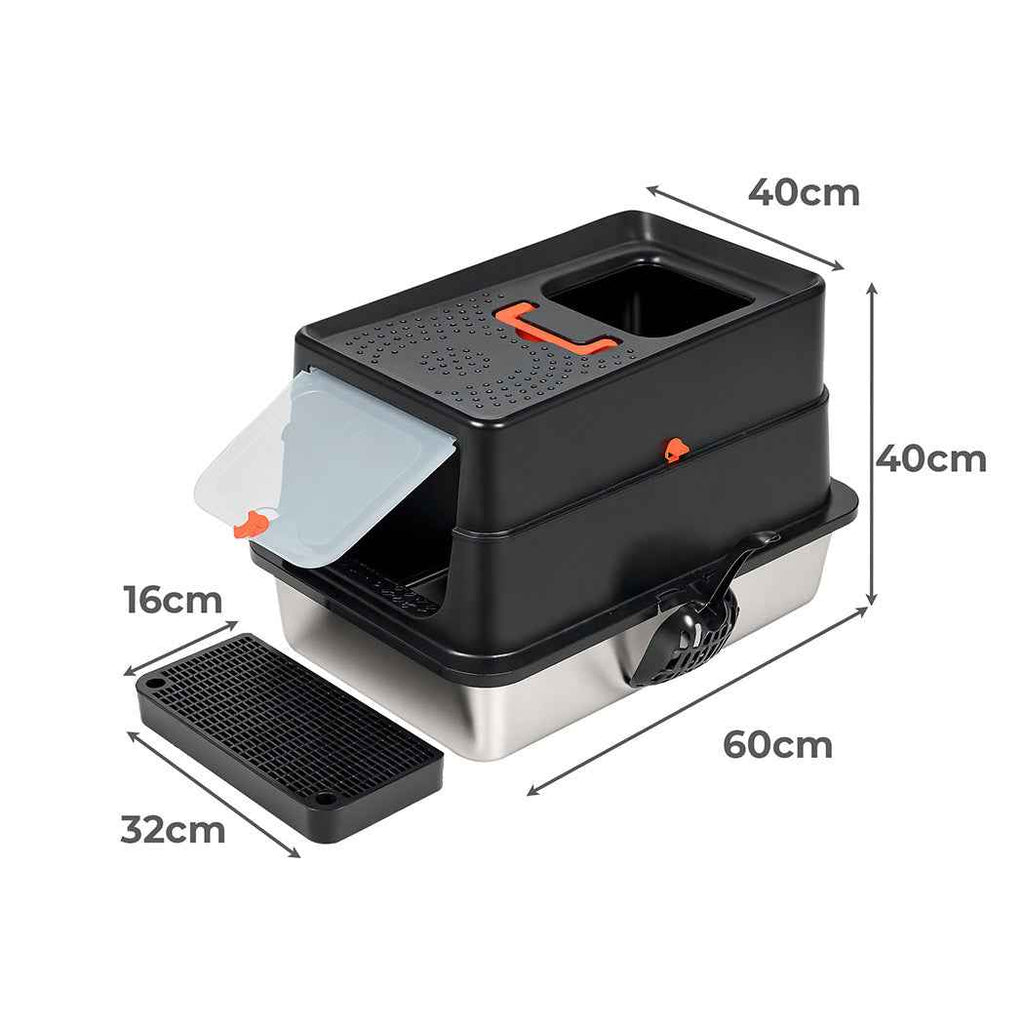 Pawz Stainless Steel Large Enclosed Cat Litter Box