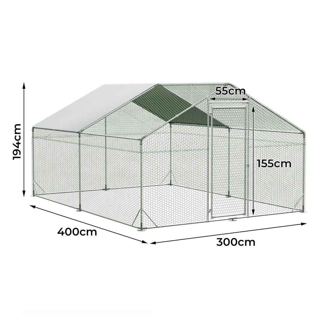 Pawz 400x300x194cm Large Metal Walk-in Chicken Coop Cage