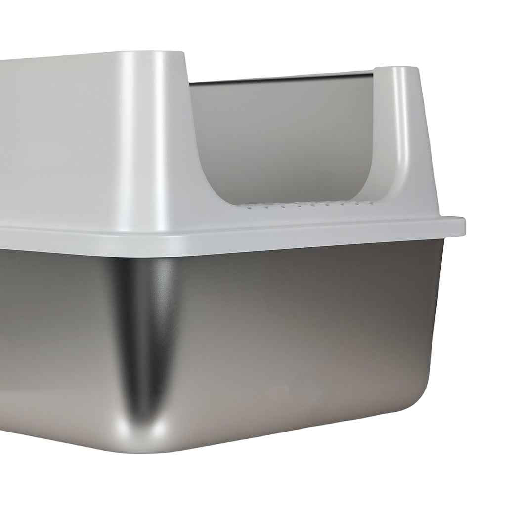 Pawz Stainless Steel Large Semi-Enclosed Cat Litter Box